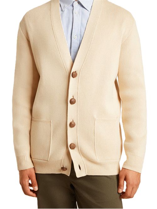 Golden Goose Cardigan da uomo di colore beige con scritta 'Golden' sul retro Golden Goose | GMP00946P00197255550